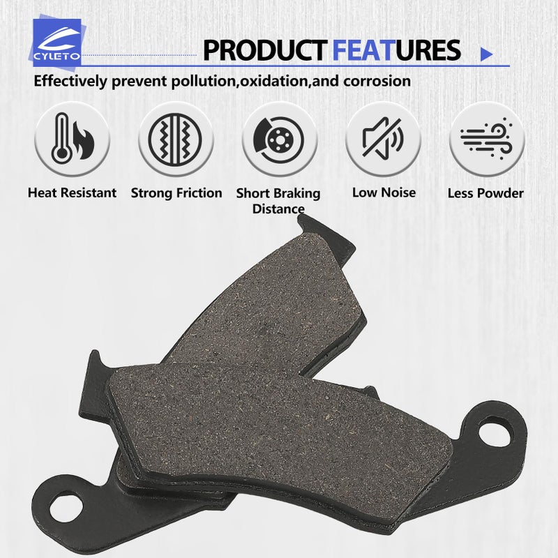 cyleto TRX450R Front and Rear Brake Pads for HONDA TRX450R Sportrax 2004 2005 2006 2007 2008 2009/TRX450ER Sportrax 2006 2007 2008 2009/TRX450ER Sportrax 2012 2013 2014 - Image 5